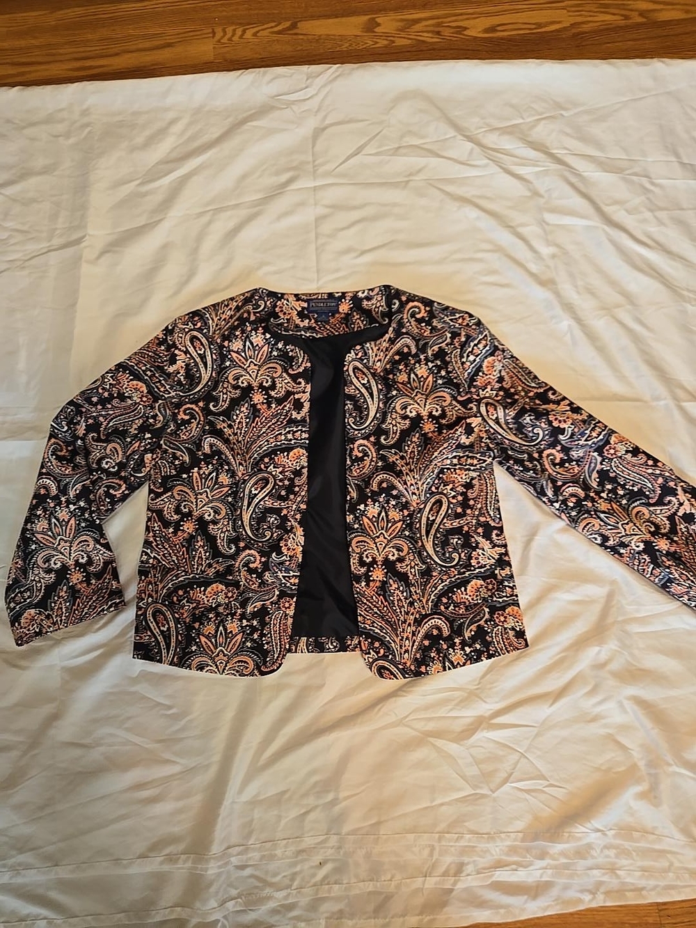 Pendleton Women's Petite 6 Paisley Blazer Jacket Black Rust Blue Floral Lined